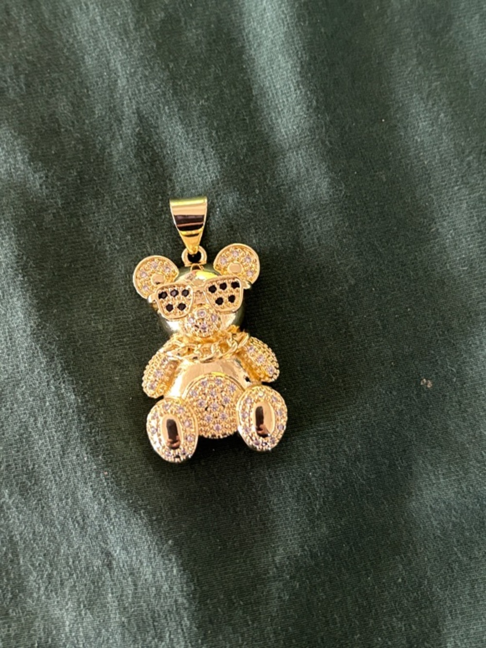 Gold Teddy Bear Pendant Necklace - Sparkling Women Jewelry